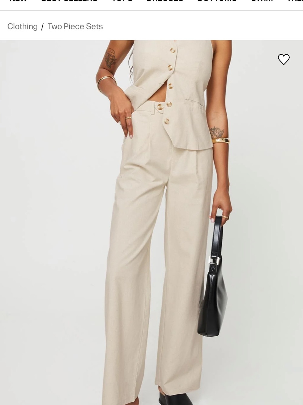 NWT Princess Polly Beige Relaxed High-Waist Pants